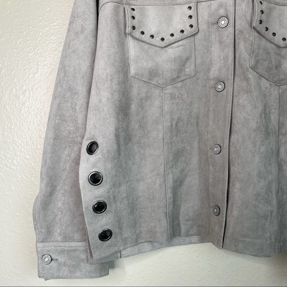 Moussy Faux Suede Button Down Western Style Studded Jacket - Picture 2 of 8